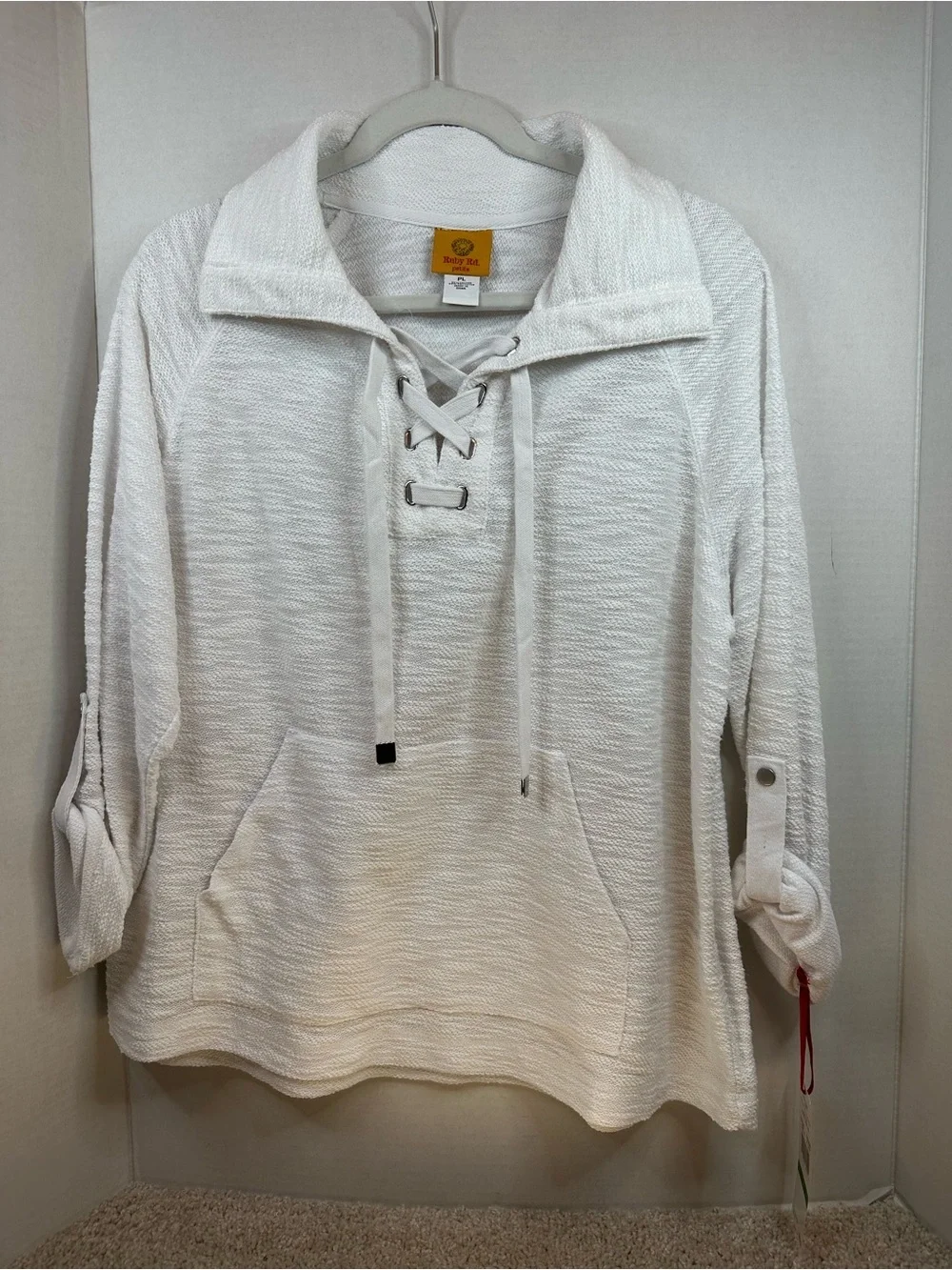 Ruby Rd. PL White Lace-Up Pullover Sweater - Picture 1 of 6